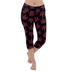 Weed Pattern Lightweight Velour Capri Yoga Leggings by Valentinaart