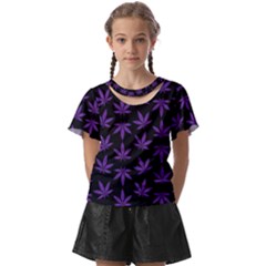 Weed Pattern Kids  Front Cut Tee by Valentinaart