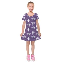 Cupid Pattern Kids  Short Sleeve Velvet Dress by Valentinaart