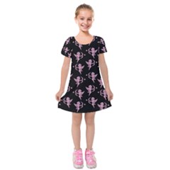 Cupid Pattern Kids  Short Sleeve Velvet Dress by Valentinaart