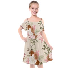 Floral Pattern Kids  Cut Out Shoulders Chiffon Dress by Valentinaart