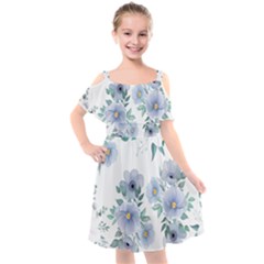 Floral Pattern Kids  Cut Out Shoulders Chiffon Dress by Valentinaart