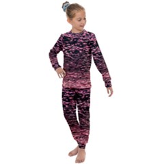 Pink  Waves Flow Series 11 Kids  Long Sleeve Set  by DimitriosArt