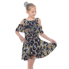 Modern Camo Tropical Print Design Kids  Shoulder Cutout Chiffon Dress by dflcprintsclothing