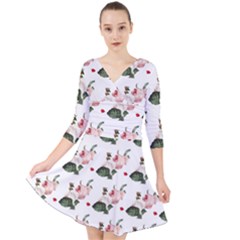 Love Spring Floral Quarter Sleeve Front Wrap Dress by Janetaudreywilson