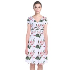 Love Spring Floral Short Sleeve Front Wrap Dress by Janetaudreywilson