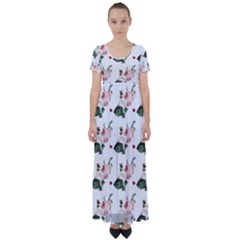 Love Spring Floral High Waist Short Sleeve Maxi Dress by Janetaudreywilson