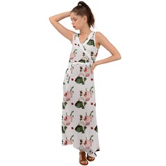 Love Spring Floral V-neck Chiffon Maxi Dress by Janetaudreywilson