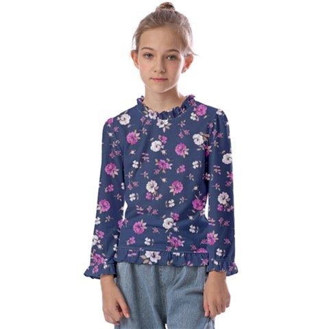 Flowers Pattern Kids  Frill Detail Tee by Sparkle