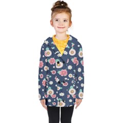 Flowers Pattern Kids  Double Breasted Button Coat by Sparkle