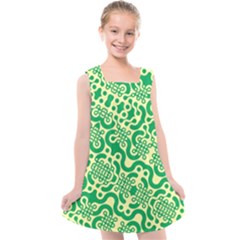 Liquid Art Pouring Abstract Seamless Pattern Lover Green Maze Kids  Cross Back Dress by artico