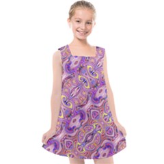 Liquid Art Pouring Abstract Seamless Pattern Tiger Eyes Kids  Cross Back Dress by artico