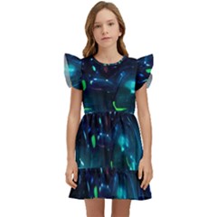 Blue Galaxy Kids  Winged Sleeve Dress by Dazzleway