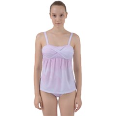 Watercolor Clouds Twist Front Tankini Set by Littlebird