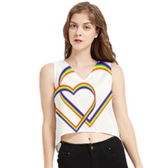 Rainbow Hearts V-neck Cropped Tank Top by UniqueThings