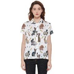 Cute Bunny Short Sleeve Pocket Shirt by SychEva