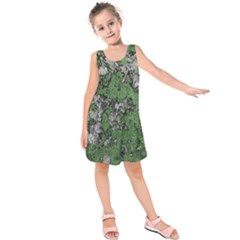 Modern Camo Grunge Print Kids  Sleeveless Dress by dflcprintsclothing