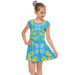 Abstract Pattern Geometric Backgrounds   Kids  Cap Sleeve Dress by Eskimos