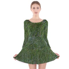 Green Carpet Long Sleeve Velvet Skater Dress by DimitriosArt