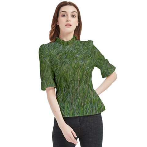 Green Carpet Frill Neck Blouse by DimitriosArt