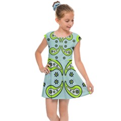 Floral Pattern Paisley Style  Kids  Cap Sleeve Dress by Eskimos