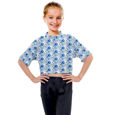 Flowers Pattern Kids Mock Neck Tee by Sparkle