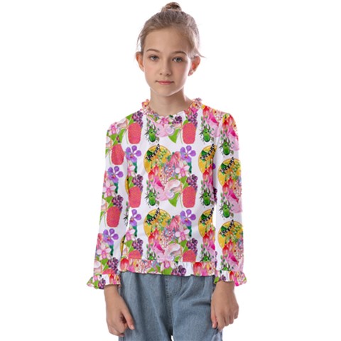 Flowers Pattern Kids  Frill Detail Tee by Sparkle