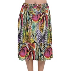 Tiger King Velvet Flared Midi Skirt by Sparkle