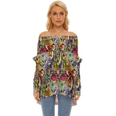 Tiger King Off Shoulder Chiffon Pocket Shirt by Sparkle