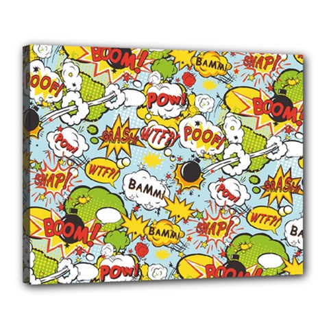 Comic Pow Bamm Boom Poof Wtf Pattern 1 Canvas 20  X 16  (stretched) by EDDArt