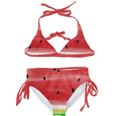 Painted Watermelon Pattern, Fruit Themed Apparel Kids  Classic Bikini Set by Casemiro