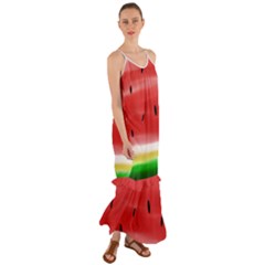 Painted Watermelon Pattern, Fruit Themed Apparel Cami Maxi Ruffle Chiffon Dress by Casemiro