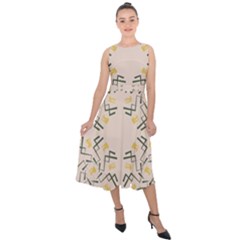 Abstract Pattern Geometric Backgrounds   Midi Tie-back Chiffon Dress by Eskimos