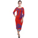 Abstract pattern geometric backgrounds   Quarter Sleeve Midi Velour Bodycon Dress View1