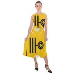 Abstract Pattern Geometric Backgrounds   Midi Tie-back Chiffon Dress by Eskimos