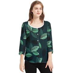 Foliage Chiffon Quarter Sleeve Blouse by HermanTelo