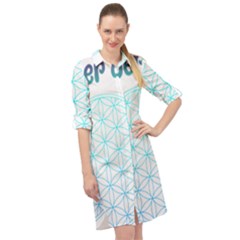 Flower Of Life  Long Sleeve Mini Shirt Dress by tony4urban