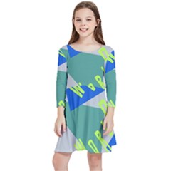 Abstract Pattern Geometric Backgrounds   Kids  Quarter Sleeve Skater Dress by Eskimos