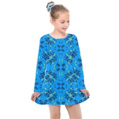 Abstract Pattern Geometric Backgrounds   Kids  Long Sleeve Dress by Eskimos