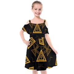 Abstract Pattern Geometric Backgrounds   Kids  Cut Out Shoulders Chiffon Dress by Eskimos