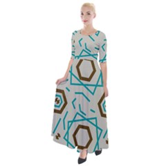 Abstract Pattern Geometric Backgrounds   Half Sleeves Maxi Dress by Eskimos