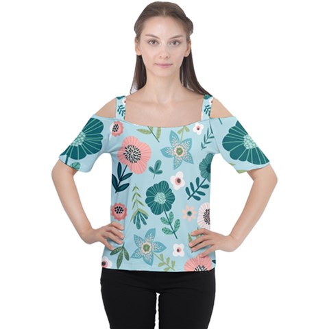 Flower Cutout Shoulder Tee by zappwaits