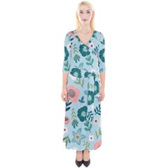 Flower Quarter Sleeve Wrap Maxi Dress by zappwaits