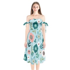 Flower Shoulder Tie Bardot Midi Dress by zappwaits