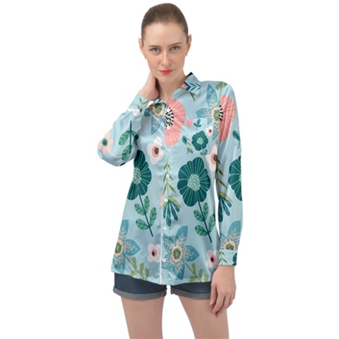 Flower Long Sleeve Satin Shirt by zappwaits