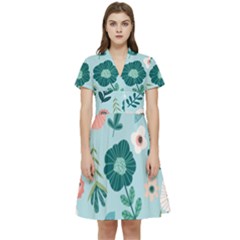 Flower Short Sleeve Waist Detail Dress by zappwaits