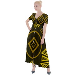 Abstract Pattern Geometric Backgrounds   Button Up Short Sleeve Maxi Dress by Eskimos