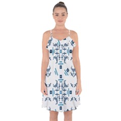 Abstract Pattern Geometric Backgrounds   Ruffle Detail Chiffon Dress by Eskimos