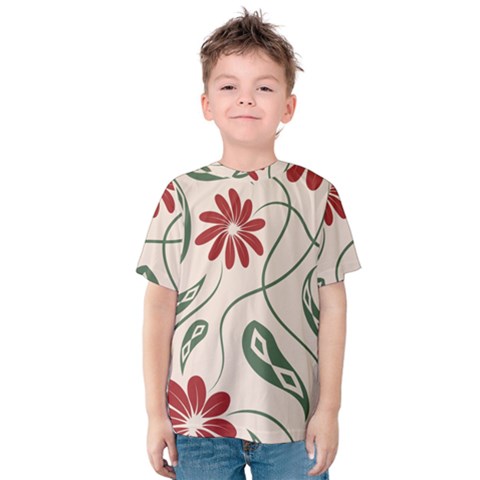  Folk Flowers Floral Art Print Flowers Abstract Art  Kids  Cotton Tee by Eskimos