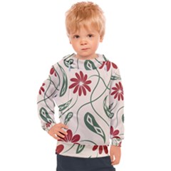  Folk Flowers Floral Art Print Flowers Abstract Art  Kids  Hooded Pullover by Eskimos